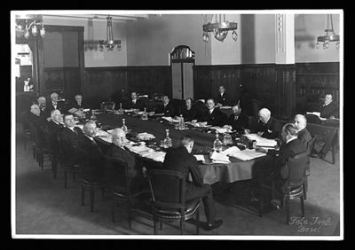 First unofficial meeting of the BIS Board of Directors in Basel, April 1930