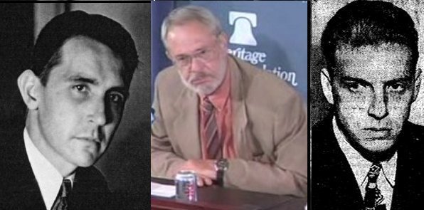 One family -- one cause. From the left: 1. Fritz Ermarth (1909-1948) -- investigated by the FBI as a Nazi agent in the United States (1933 - 45), deemed dangerous enough to be interned after the war. Under the cover of political scientist, Ermarth called for a redivision of the world between Western and Japanese imperialists at the expense of the Soviet Union and China. 2. His legal son, Fritz W. Ermarth of Nixon Foundation and SAIC, former high-ranking officer of the CIA, NSC, and NIC. Chief liaison between FarWest and fascist elements in U.S. intelligence and military, one of the most important warriors in the secret war against the Soviet Union and Russia. 3. Edward Vieht Sittler (1915 - 1974), Ermarth