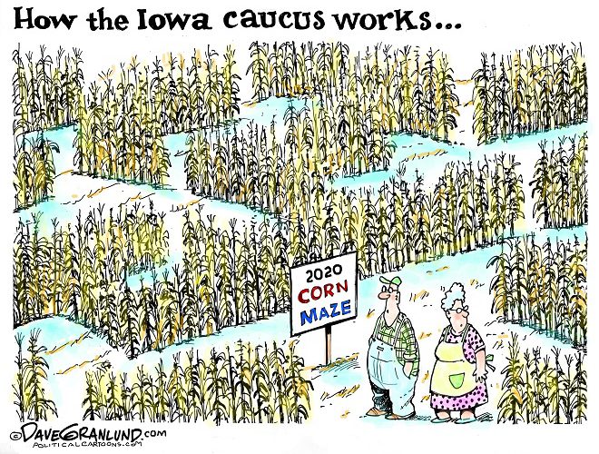 upright]"How the Iowa caucus works..." (corn maze).