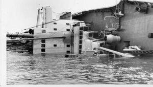 Wreck of the MV Magdeburg, River Thames, London. 1964.jpg