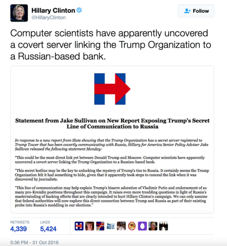 Hillary Clinton Jake Sullivan Russiagate tweet.png