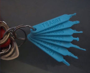 A complete set of 3D-printed TSA keys