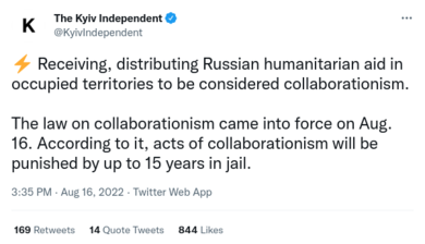 Receiving, distributing Russian humanitarian aid in occupied territories to be considered collaborationism.png